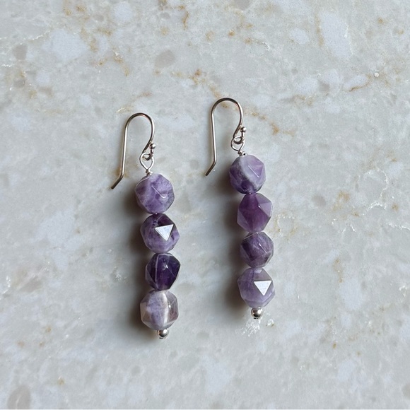 NWOT Sundance Amethyst Cascade Earrings Amethyst Sterling Silver